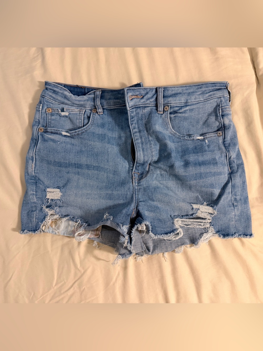 American Eagle Outfitters Light Wash Distressed Jean Shorts